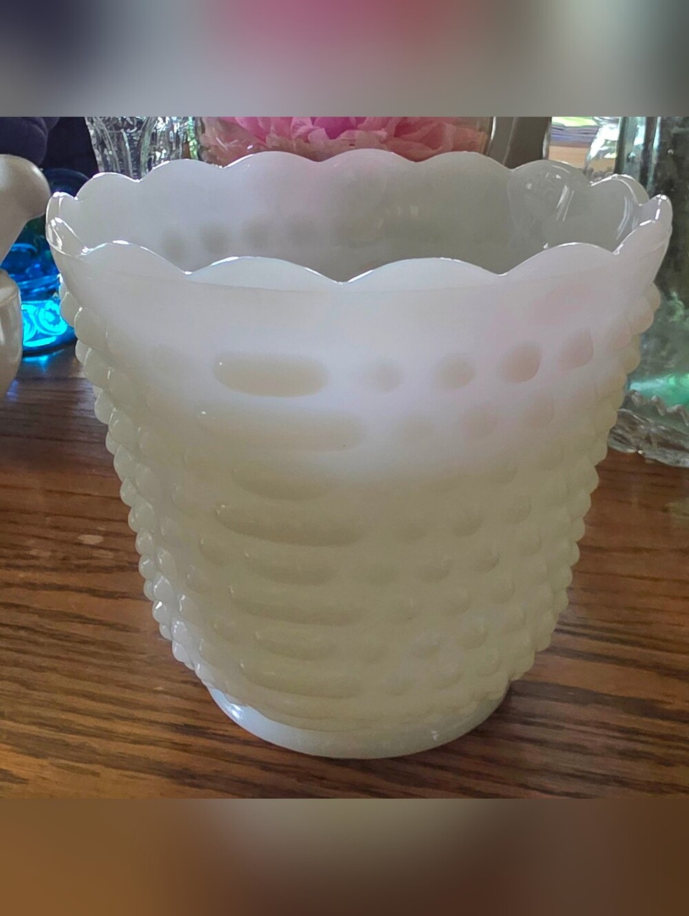 Fire King Hobnail Milk Glass Planter Perfect Condition